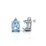 9ct White Gold Diamond And Blue Topaz Earrings