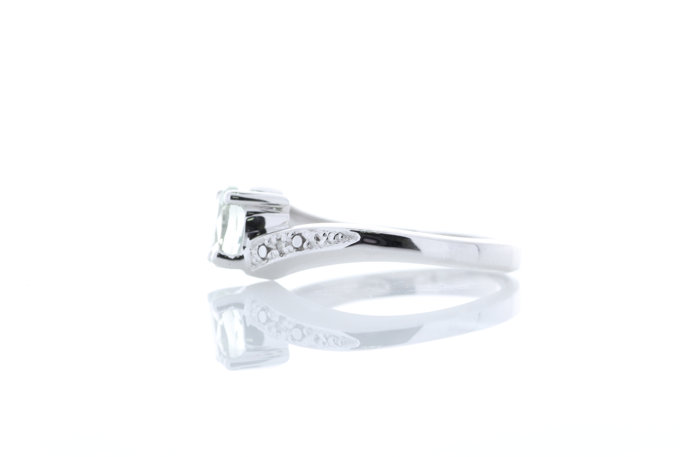 9ct White Gold Diamond And Green Amethyst Ring - Image 2 of 5