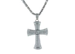 18ct White Gold Diamond Cross Pendant and Chain 5.12 Carats Carats