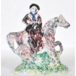 C19th Yorkshire spongeware flatback equestrian figure