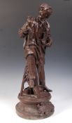 C19th large bronzed spelter figure of a sculptor at work