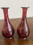 C19th Pair of small ruby coloured glass vases