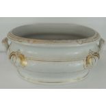 C19th white and gilt pottery foot bath
