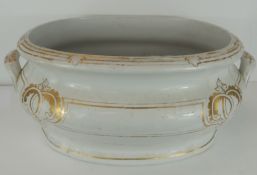 C19th white and gilt pottery foot bath