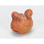 C1900 boxwood netsuke carved family of rats with glass eyes
