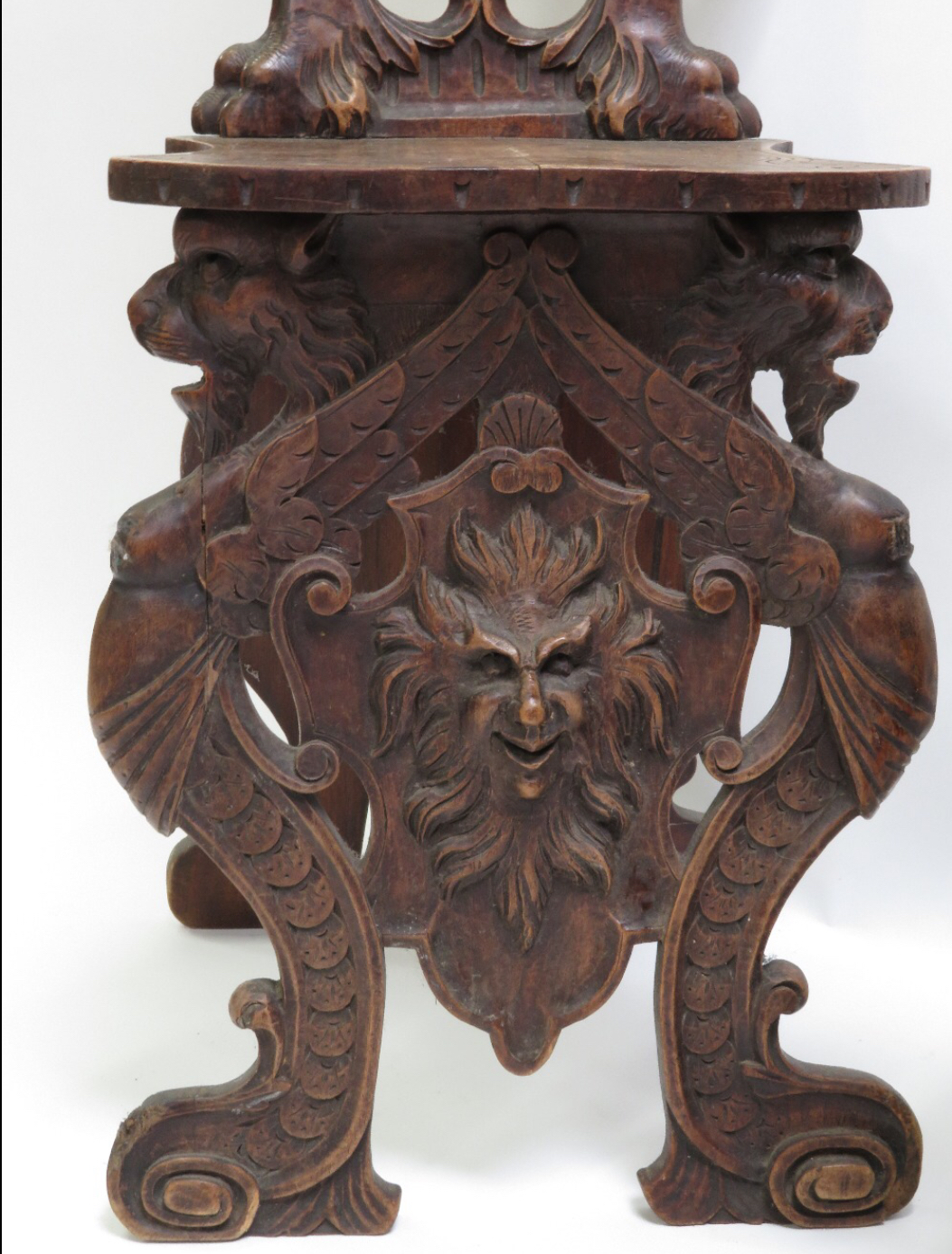 Pair of antique Italian walnut scabello chairs - Image 3 of 4