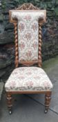 C19th ash wood nursing chair or prie-dieu