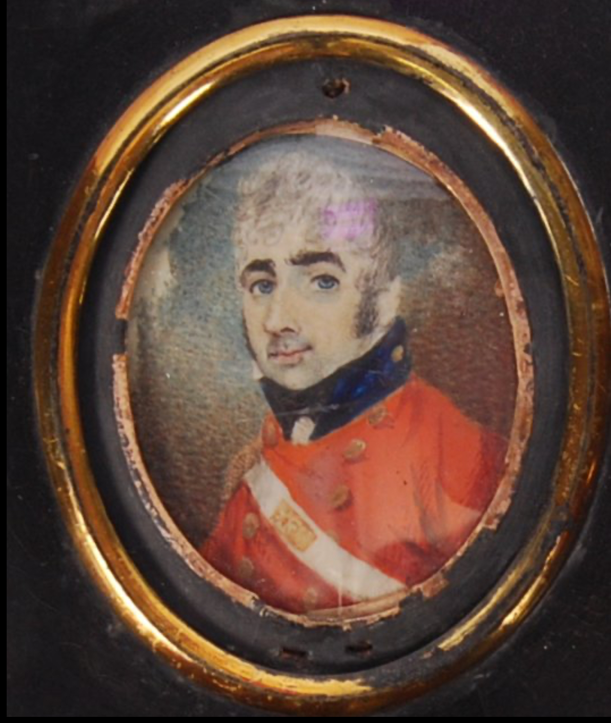 Antique portrait miniature of an officer - Image 2 of 2