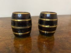 Two novelty inkwells presented as miniature barrels