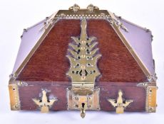 C19th Indian hardwood and brass mounted dowry chest