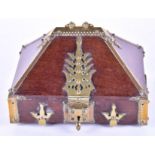 C19th Indian hardwood and brass mounted dowry chest