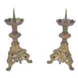 A,pair of large cast brass altar sticks