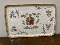 A C19th Samson tray with central cresting in famille rose pallette