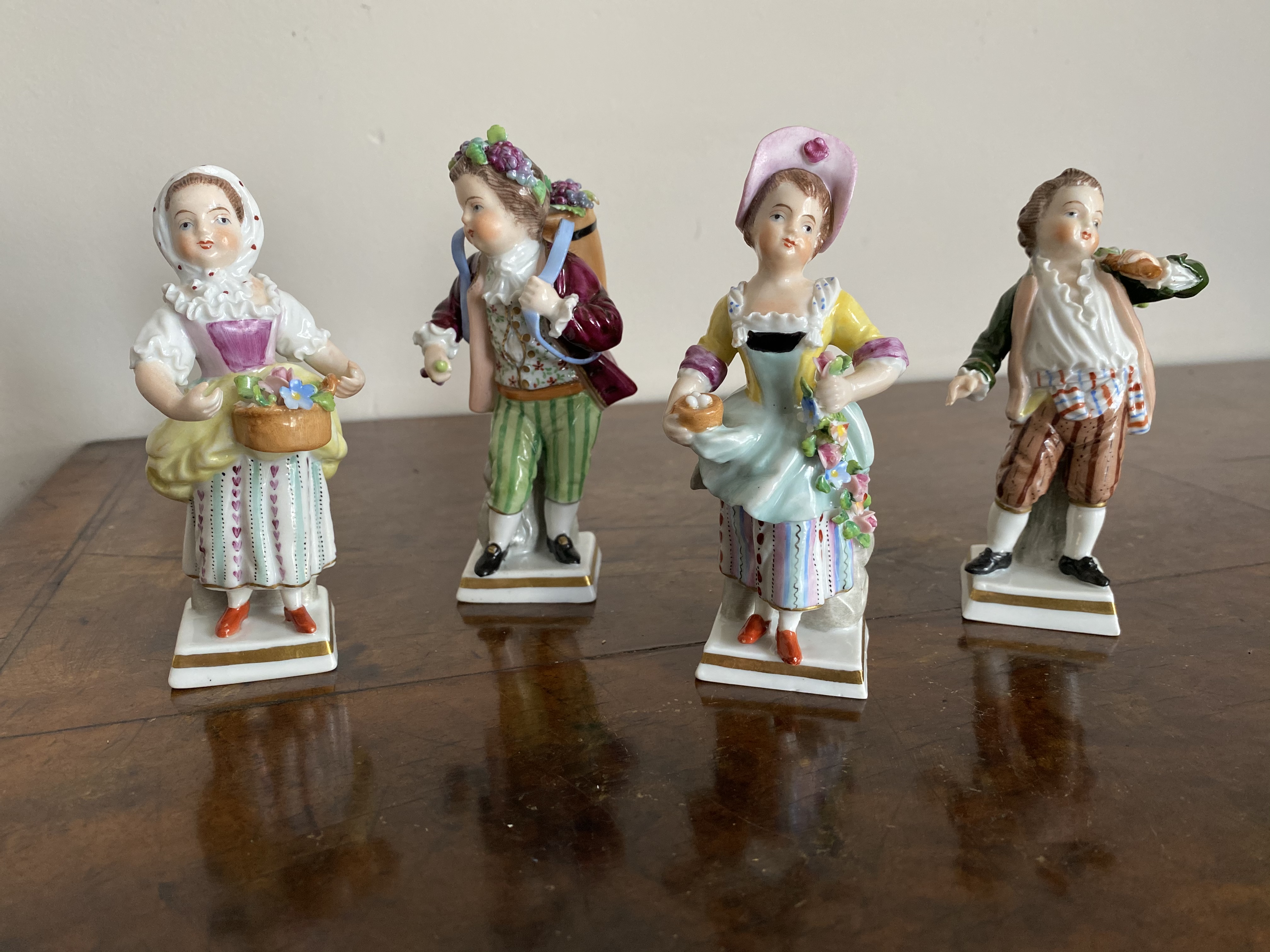 Set of four miniature porcelain figures by sitzendorf - Image 2 of 7