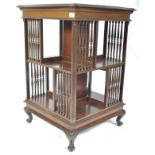 C19th mahogany revolving library bookcase