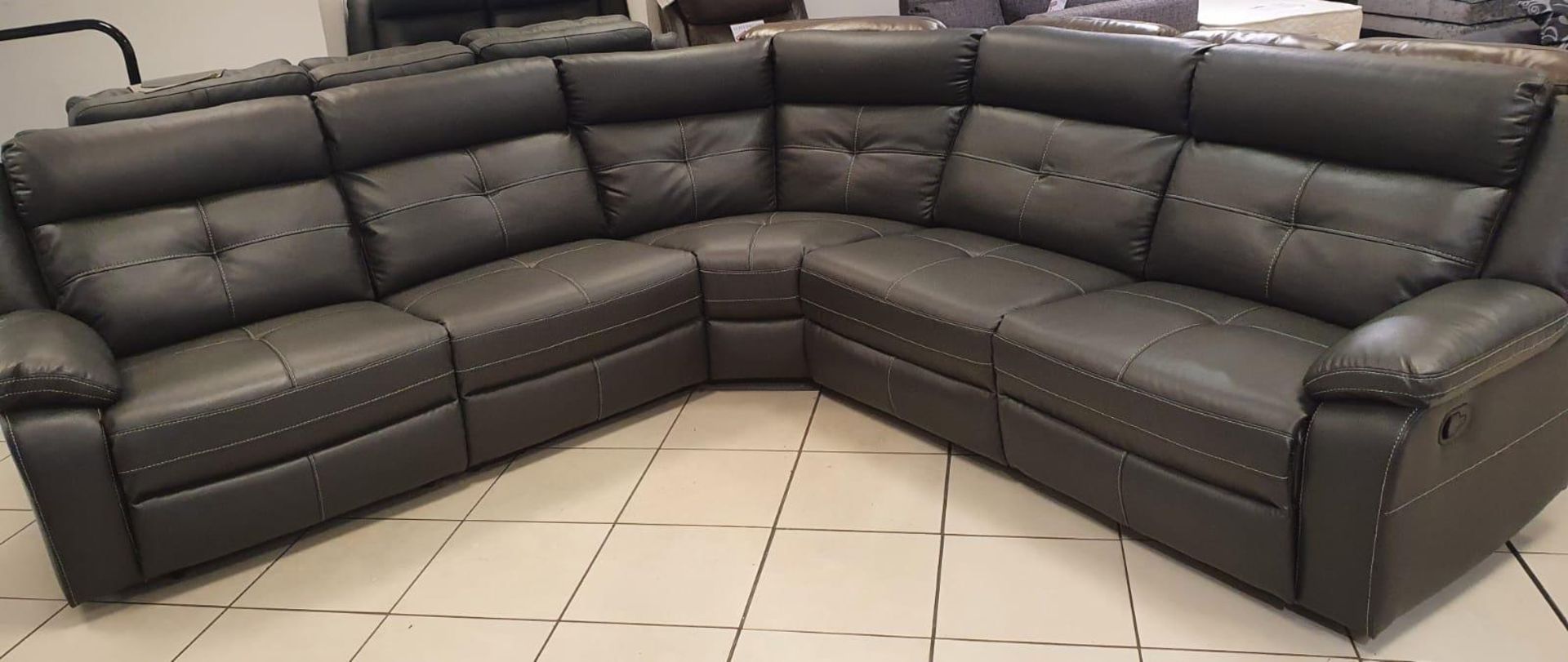 Brand new boxed langdale grey leather reclining corner sofa