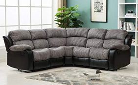 Brand new boxed califoirnia reclining corner sofa in black/grey fabric