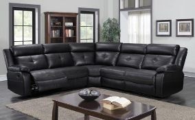 Brand new boxed langdale corner reclining sofa in black leather