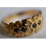 9ct Diamonds And Blue Stones Ladies Ring