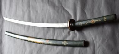 Japanese Samurai Sword With Wooden Scabbard