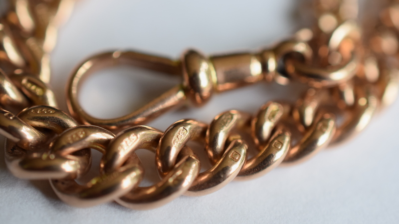 9ct Rose Gold Single Albert Watch Chain - Image 4 of 5