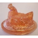 Sowerby Marigold Carnival Glass Hen On Nest