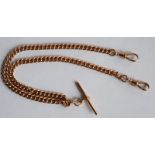 Vintage 9ct Rose Gold Double Albert Watch Chain