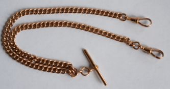 Vintage 9ct Rose Gold Double Albert Watch Chain