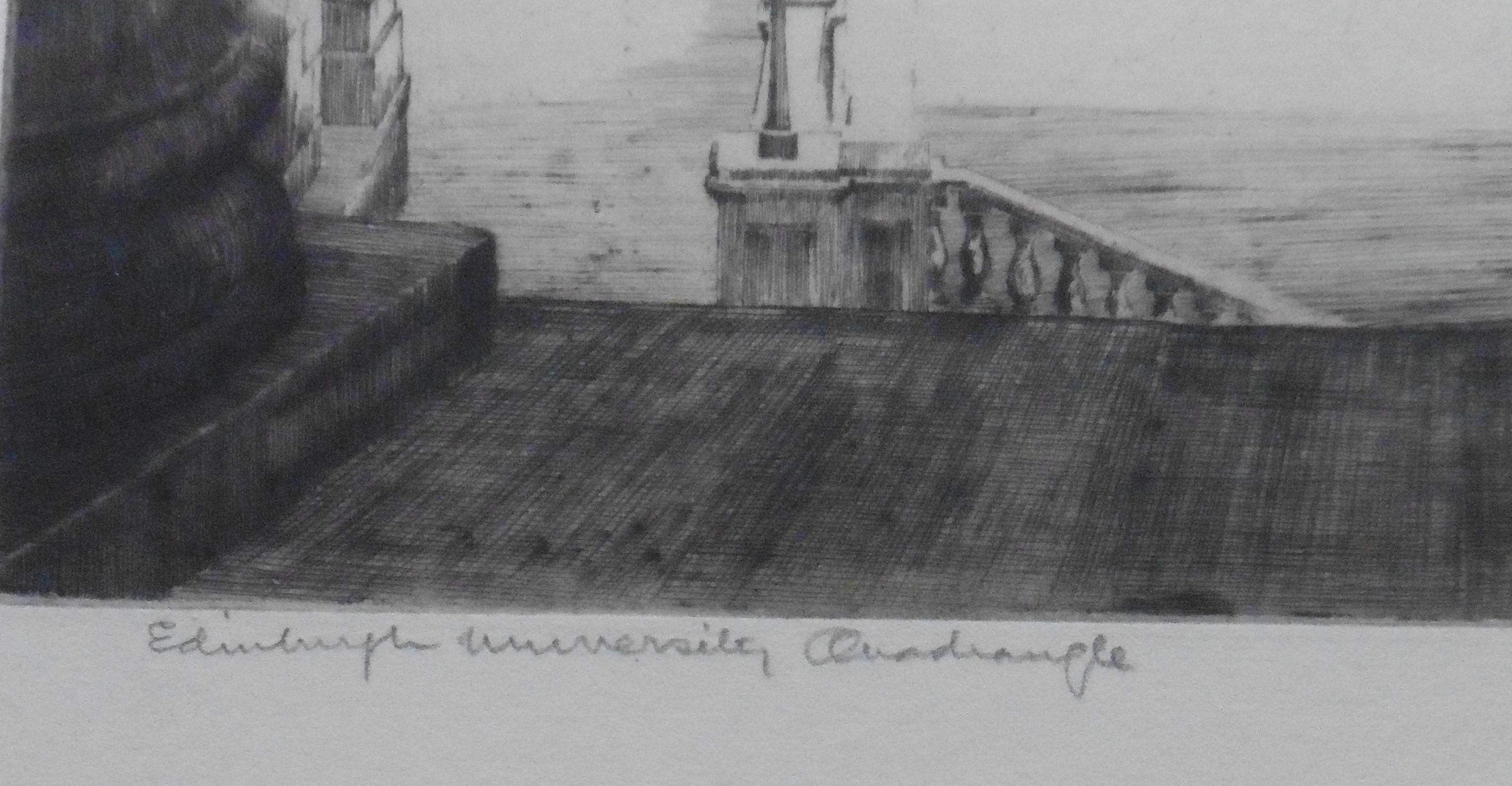 Edinburgh University Quadrangle signed etching by Wilfred Crawford Appleby - Image 3 of 5