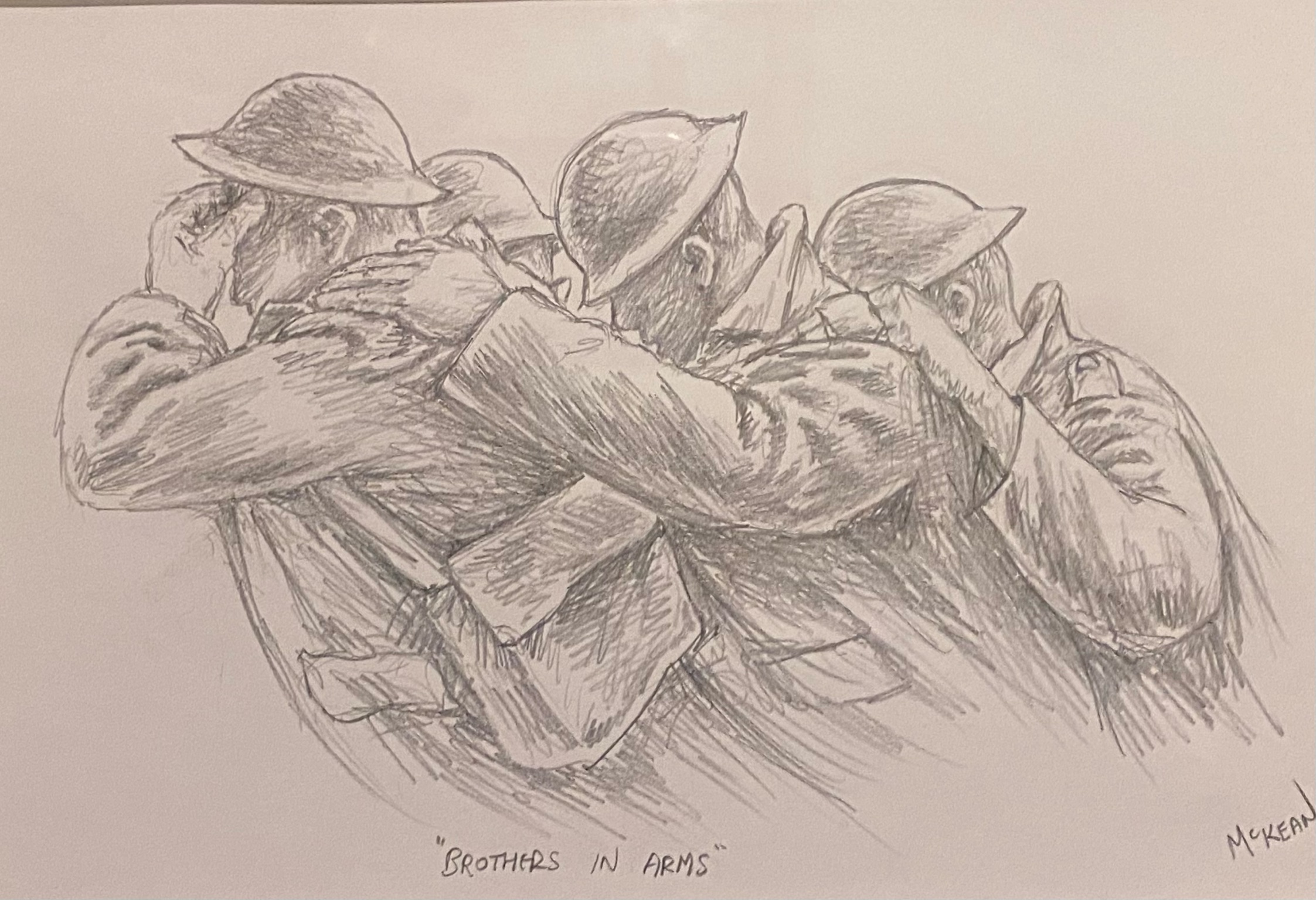 "Brothers in arms" Framed Signed Pencil drawing by Graham McKean - Image 4 of 5