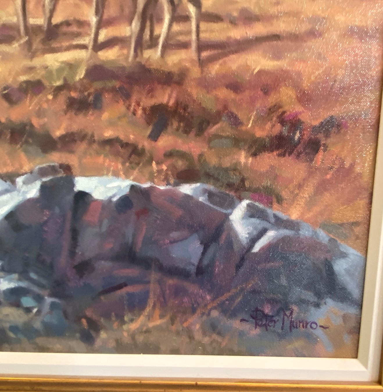 Large signed oil painting by Scottish Contemporary artist Peter Munro “Red Deer” - Image 2 of 3