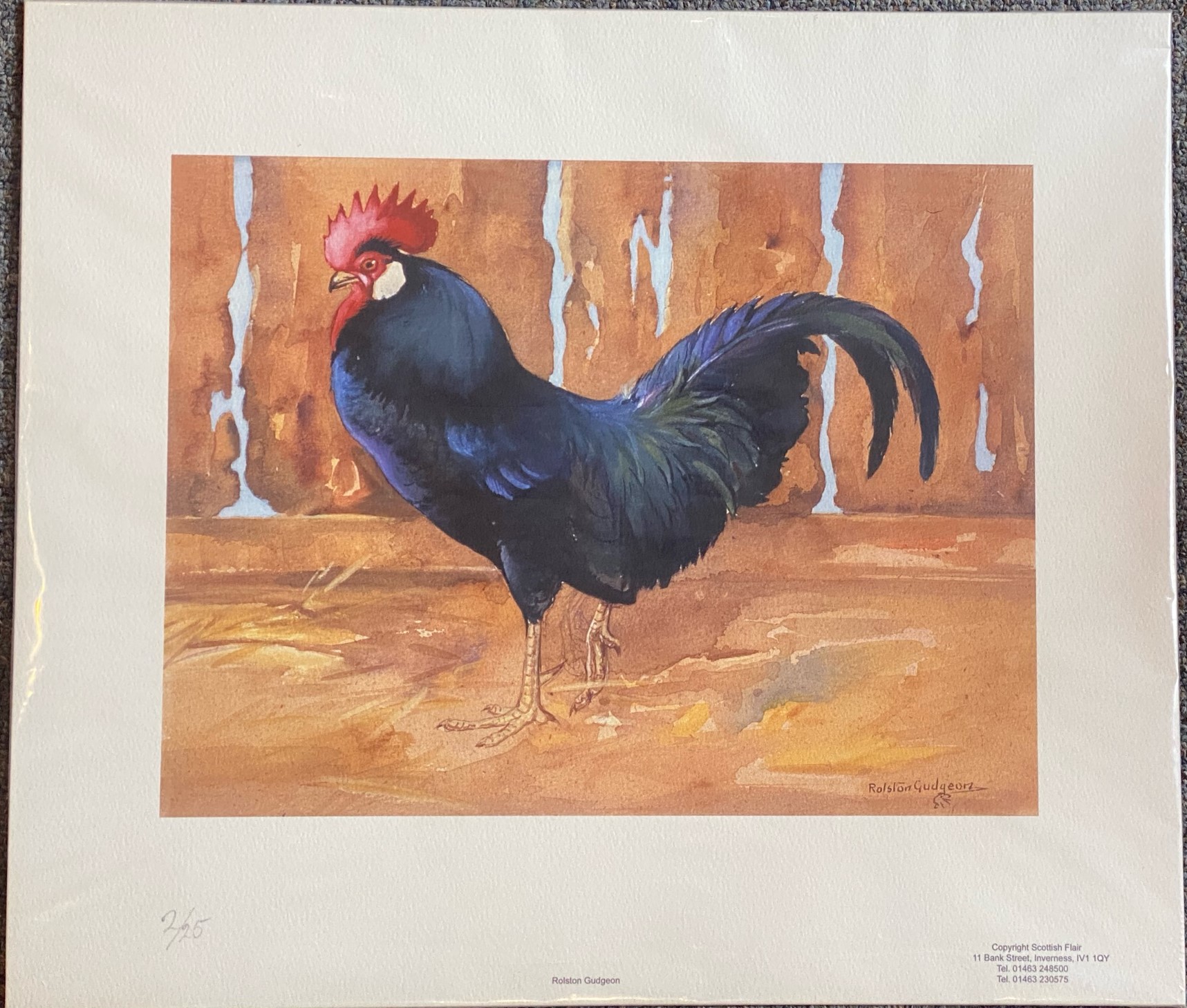 Limited edition Ralston Gudgeon Print "Black cockerel" 2/25 - Image 2 of 2