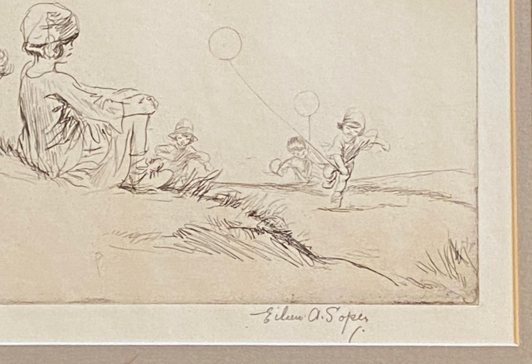 Eileen Alice Soper signed etching entitled “Balloons” - Image 2 of 3