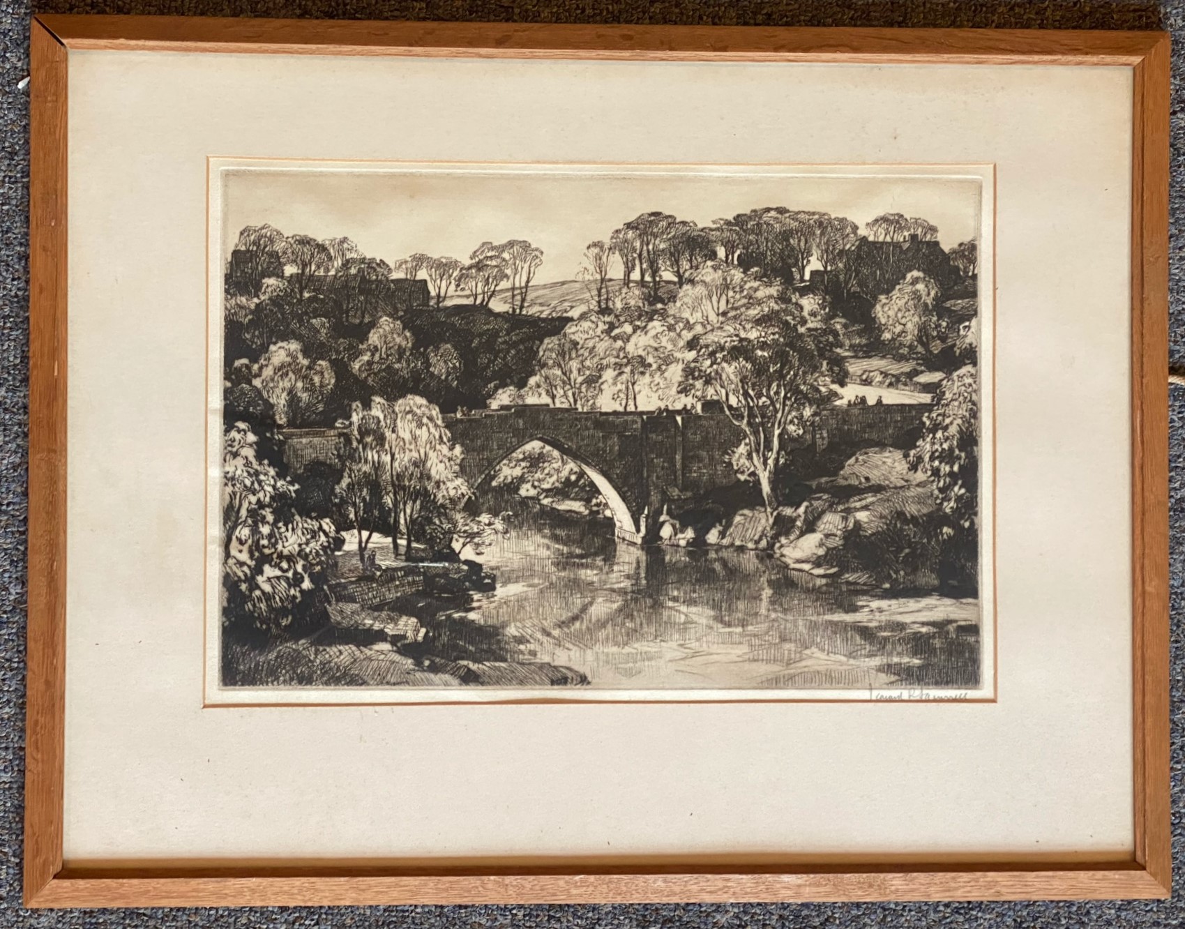 Leonard Russell Squirrel (RWS, RE, RI, PS, SGA 1893-1979) signed etching Brig O’Gowrie Deeside - Image 2 of 3