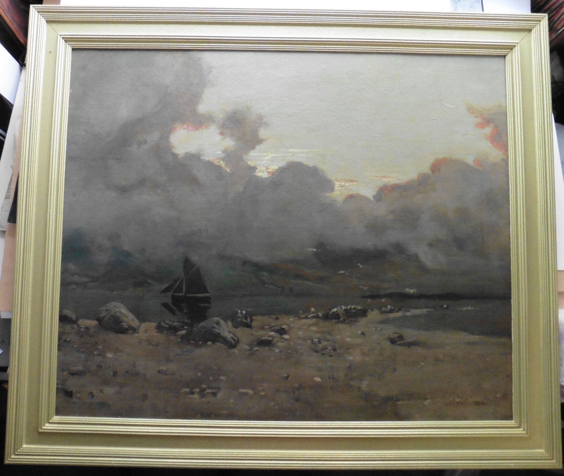 Alexander Frew Scottish 1863–1908 Large signed oil Dusk over Loch Linnhe - Image 2 of 4