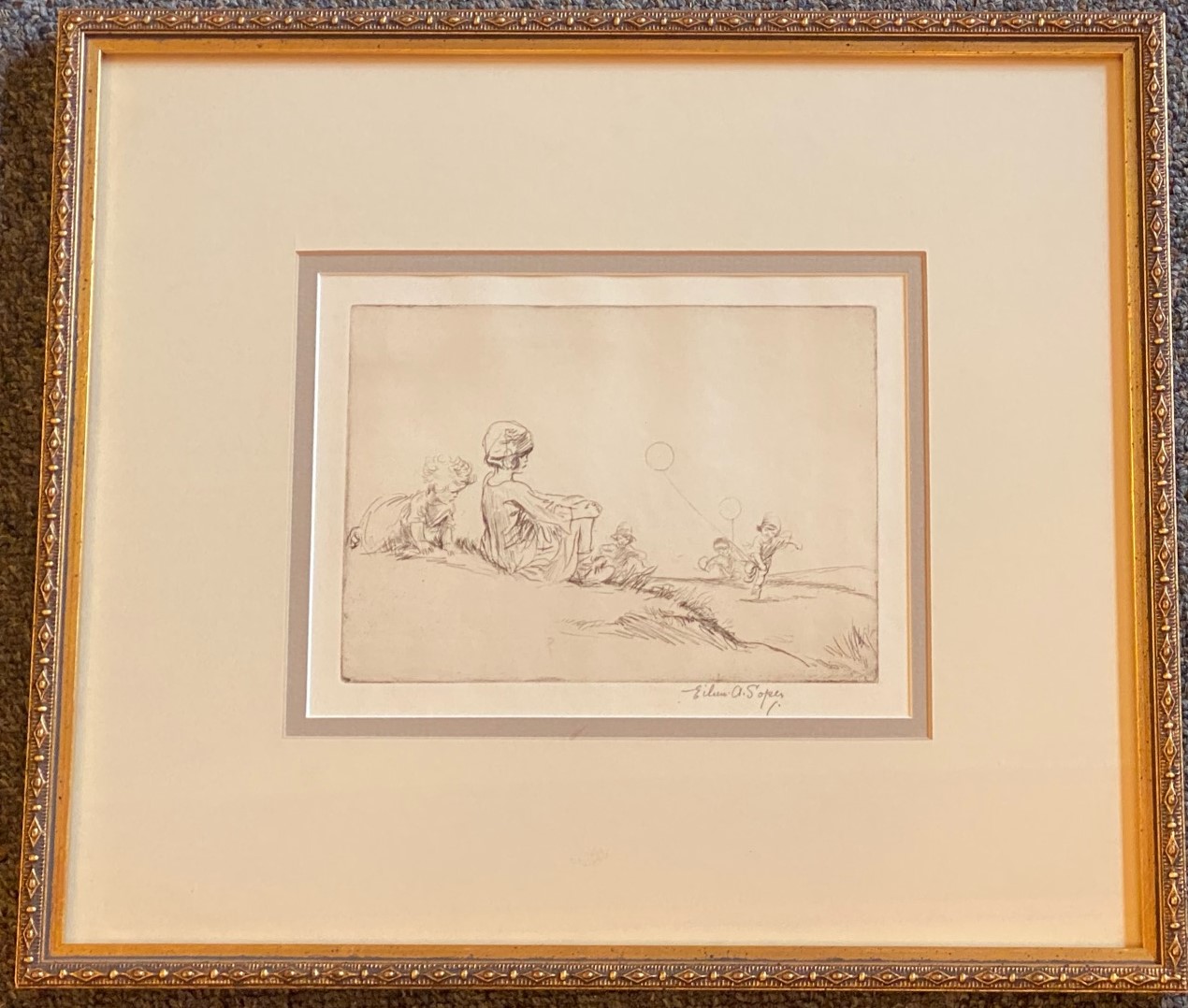 Eileen Alice Soper signed etching entitled “Balloons” - Image 3 of 3