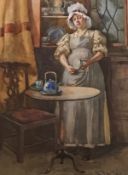 Robert Payton Reid A.R.S.A. Scottish artist signed watercolour Parlour Maid