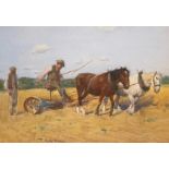 Thomas Austen Brown ARSA RSW RI 1859-1924. Signed watercolour harvest scene