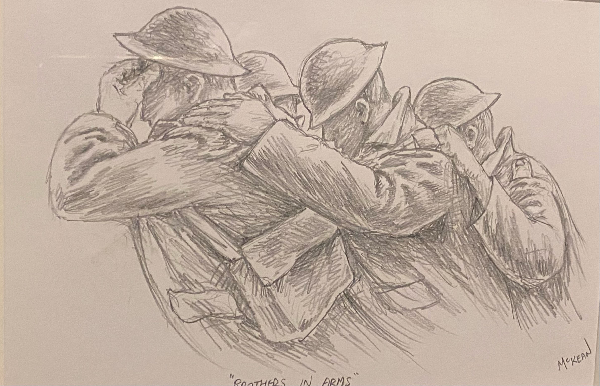 "Brothers in arms" Framed Signed Pencil drawing by Graham McKean