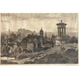 Leonard Russell Squirrel (RWS, RE, RI, PS, SGA 1893-1979) signed etching Edinburgh from Carlton Hill