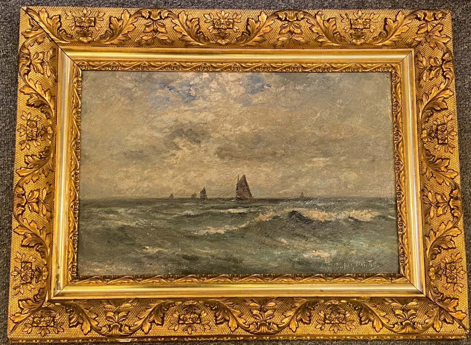 Colin John Macintosh Scottish circa 1900's original signed oil painting Squall on the Firth - Image 2 of 3