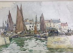 Robert Mcgowan Coventry 1855-1941 Watercolour Mussel boats St Monans Fife