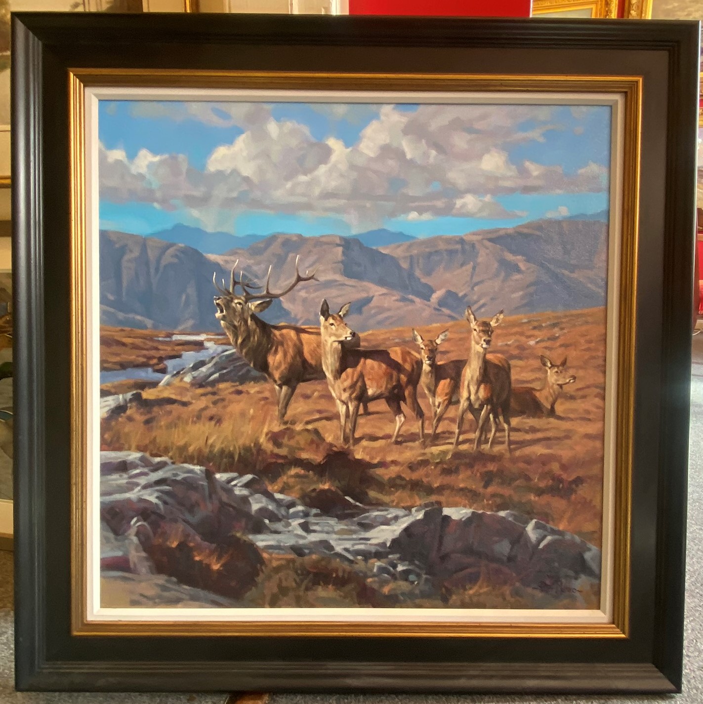 Large signed oil painting by Scottish Contemporary artist Peter Munro “Red Deer” - Image 3 of 3