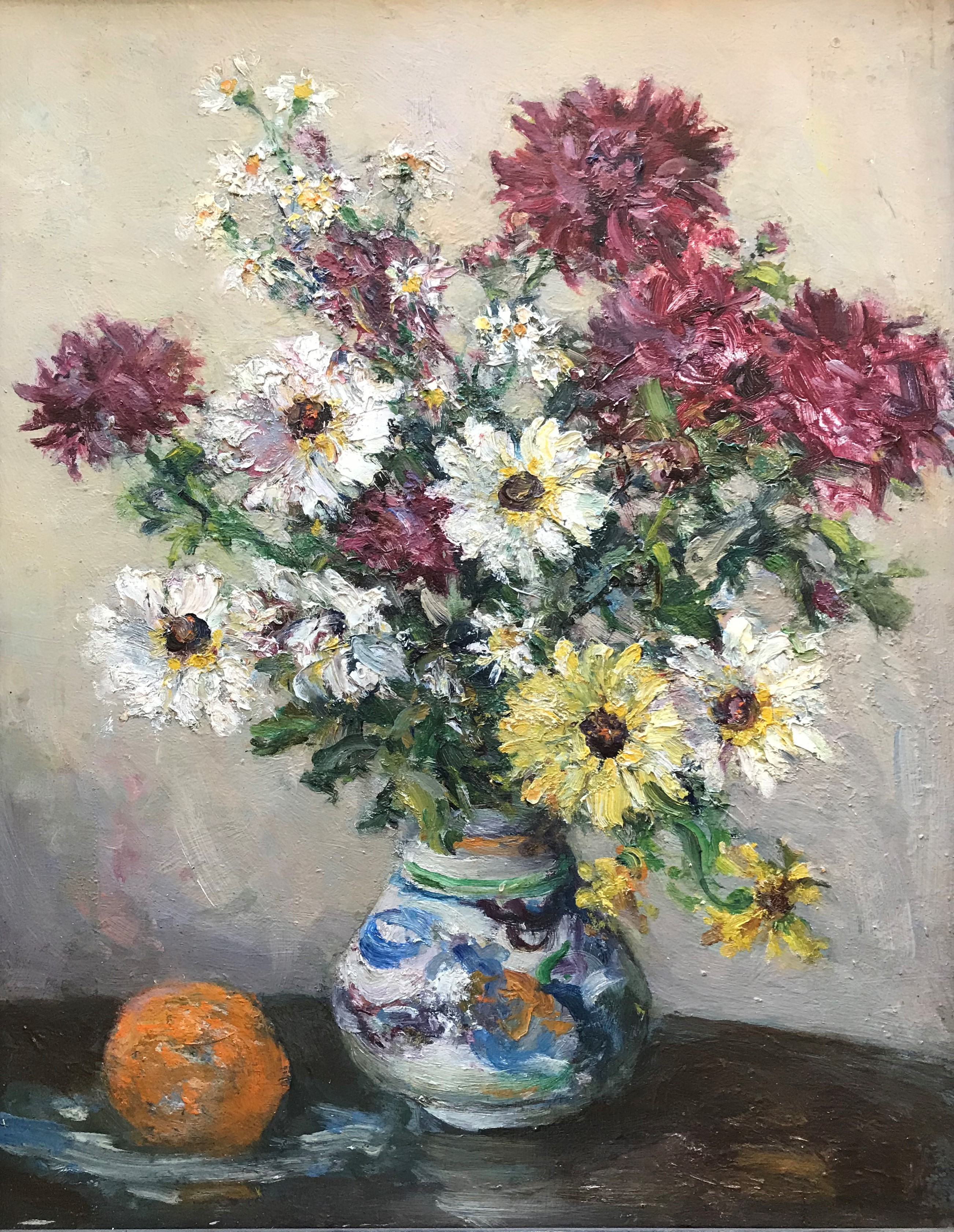 Attrib to Robert Dickie Cairns 1866-1944 R,S,A Oil still life chrysanthemums and Daisies