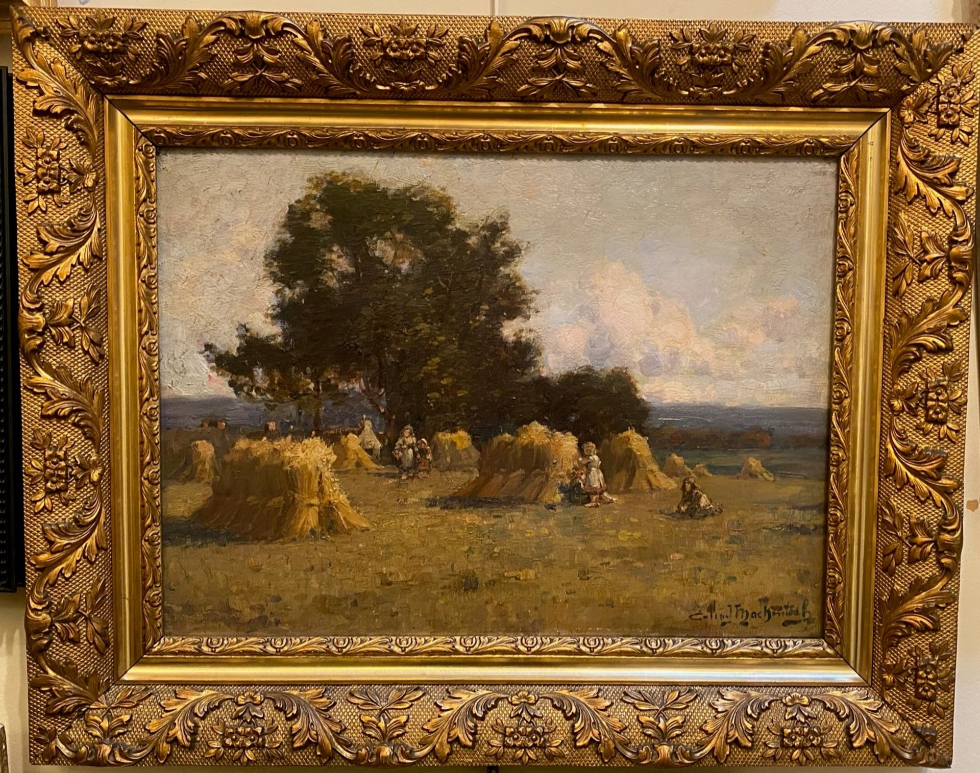 Colin John Macintosh Scottish circa 1900'sartist original signed oil painting 'Harvest Scene' - Image 2 of 3