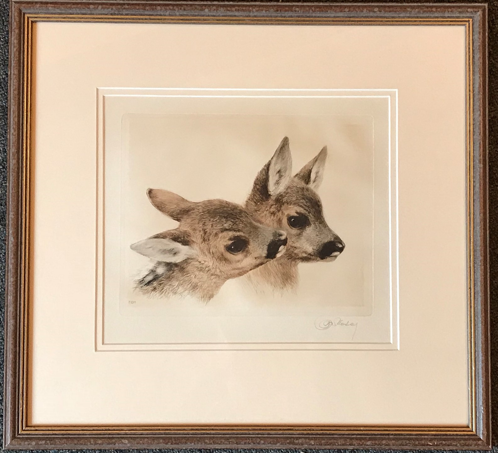 Kurt Meyer-Eberhardt (1895 – 1977 ) Signed etching "Fawns" - Image 2 of 3