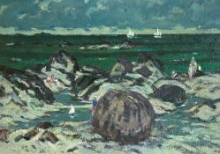 Black Rock, Iona, oil painting by John Miller 1893-1975, Exhibited, P.R.S.W, R.S.A
