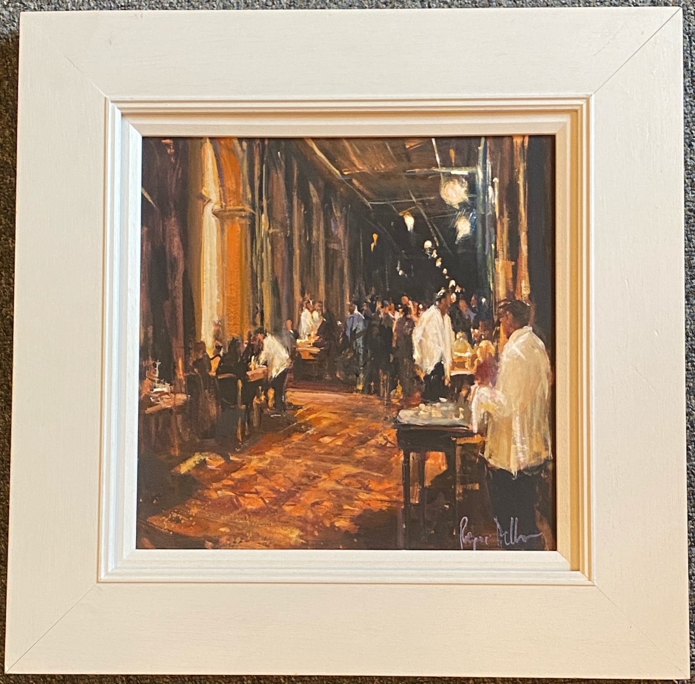 Rodger Dellar PS RI ROI signed oil painting “The Florian Café” - Image 2 of 4