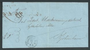 Denmark 1864 (Mar. 12) Stampless entire sent during the Second Schleswig War, posted from Alsen to t