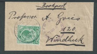 South West Africa 1918 Postal Stationery Wrapper originally intended to hold "12 Inland Post Cards"